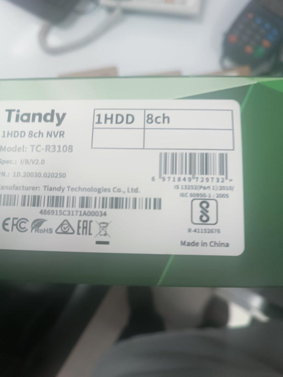 تصویر 2 — دستگاه NVR تیاندی مدل TC-R3108-AK.  تعداد کانال 8